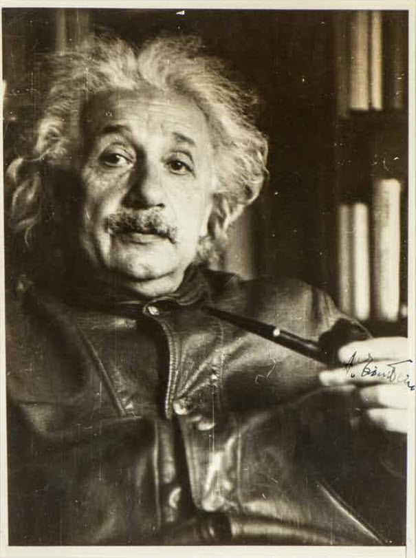 Einstein Leather Bomber Jacket and Pipe in Einstein the Man and His Mind